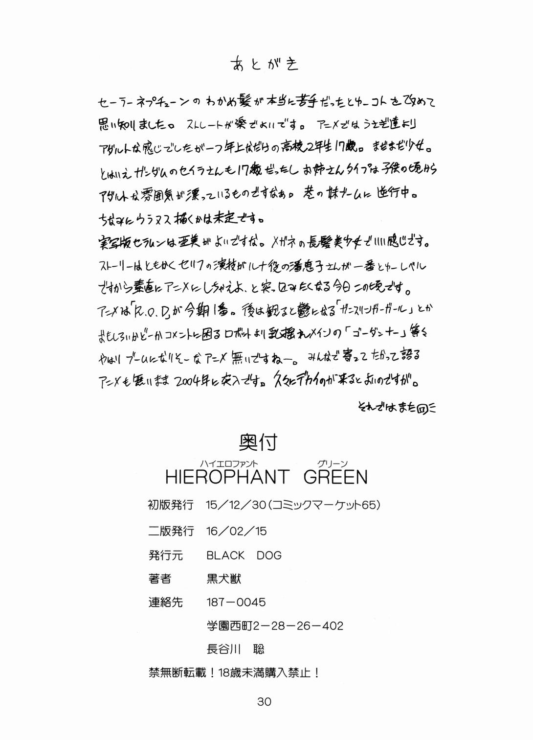 HIEROPHANT GREEN[BLACK DOG (黒犬獣)]  (美少女戦士セーラームーン) [2004年2月15日] [中国翻訳](30页)