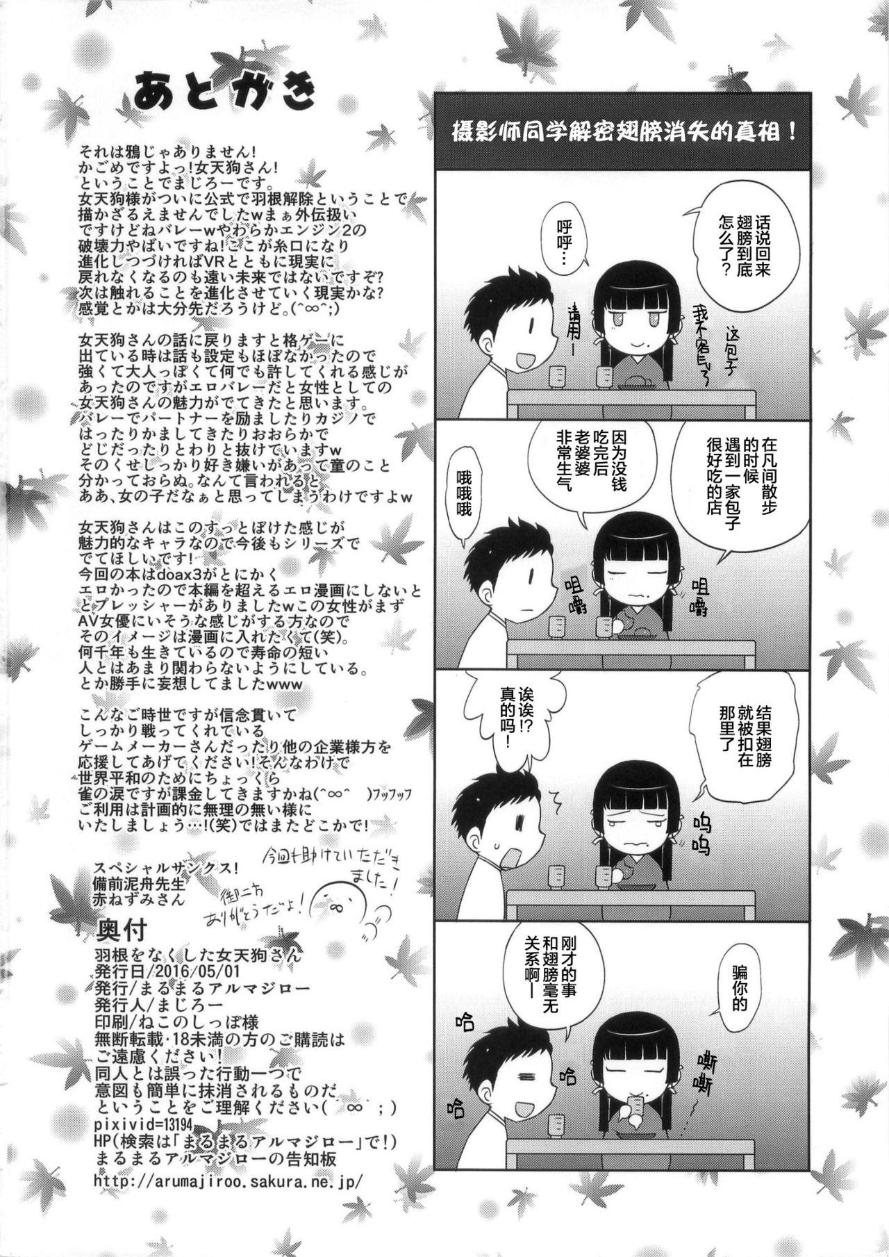 羽根をなくした女天狗さん(COMIC1☆10) [まるまるアルマジロー (まじろー)]  (デッド・オア・アライブ) [中国翻訳](28页)