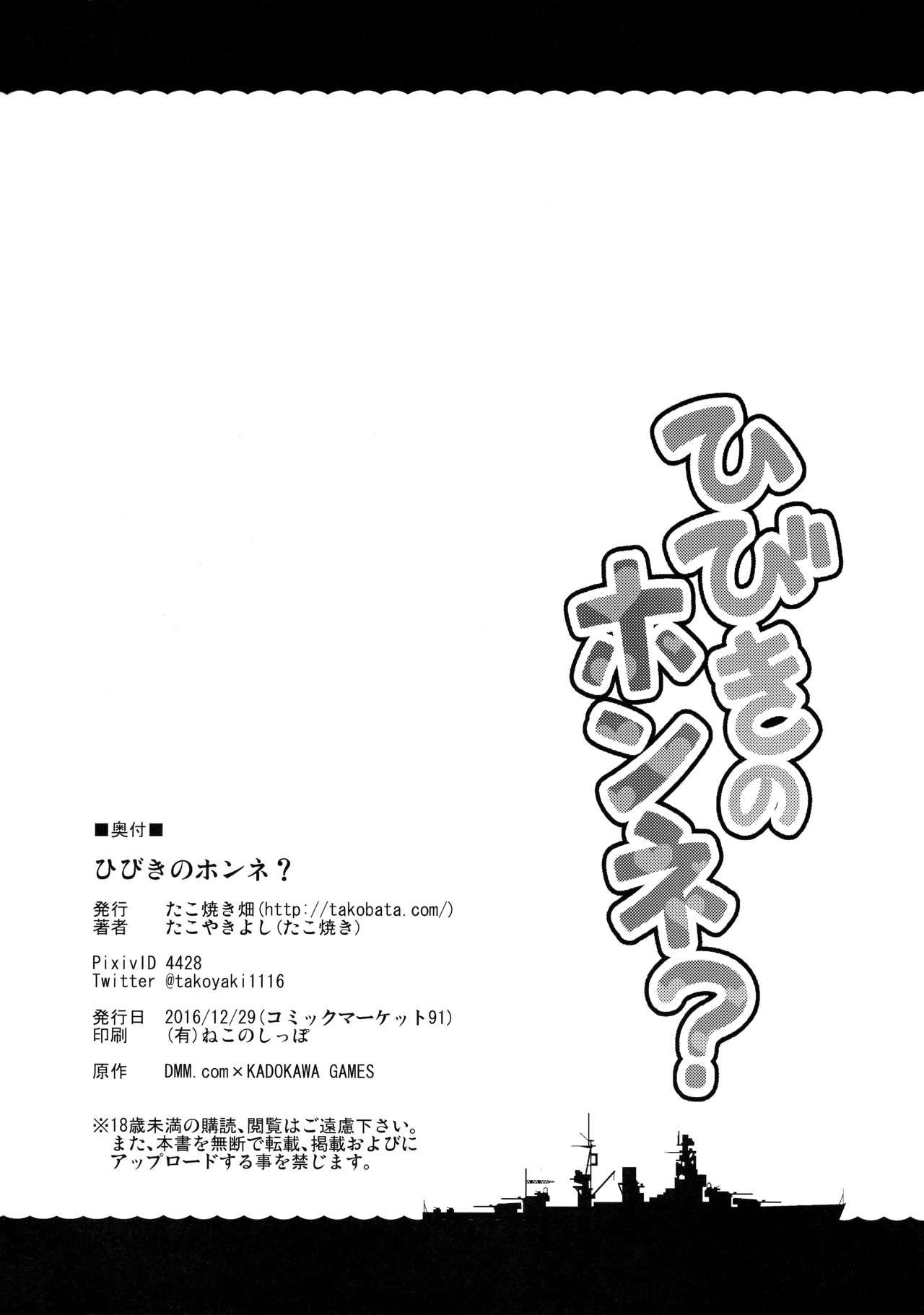 ひびきのホンネ?(C91) [たこ焼き畑 (たこやきよし)]  (艦隊これくしょん -艦これ-) [中国翻訳](28页)