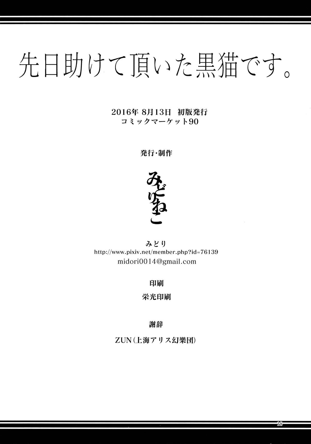 先日助けて頂いた黒猫です。(東方合同イベント2017新春!) [みどりねこ (みどり)]  (東方Project) [中国翻訳](22页)