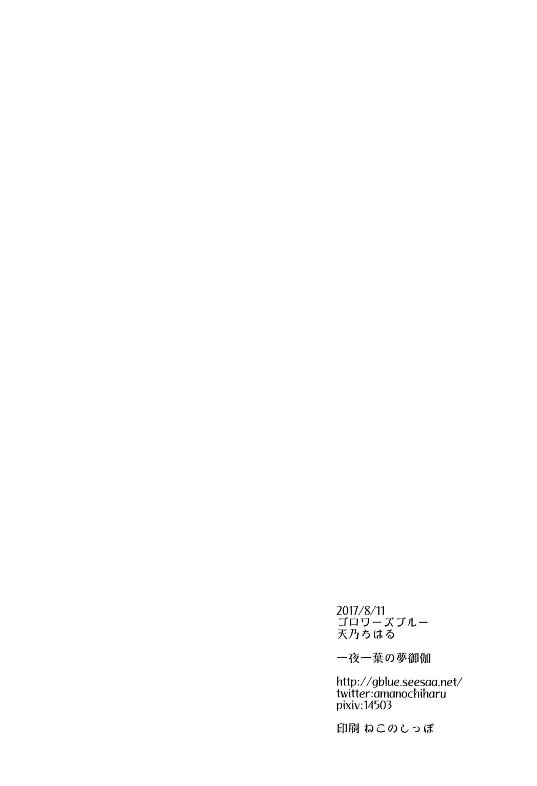 一夜一葉の夢御伽(C92) [ゴロワーズブルー (天乃ちはる)]  (東方Project) [中国翻訳](29页)