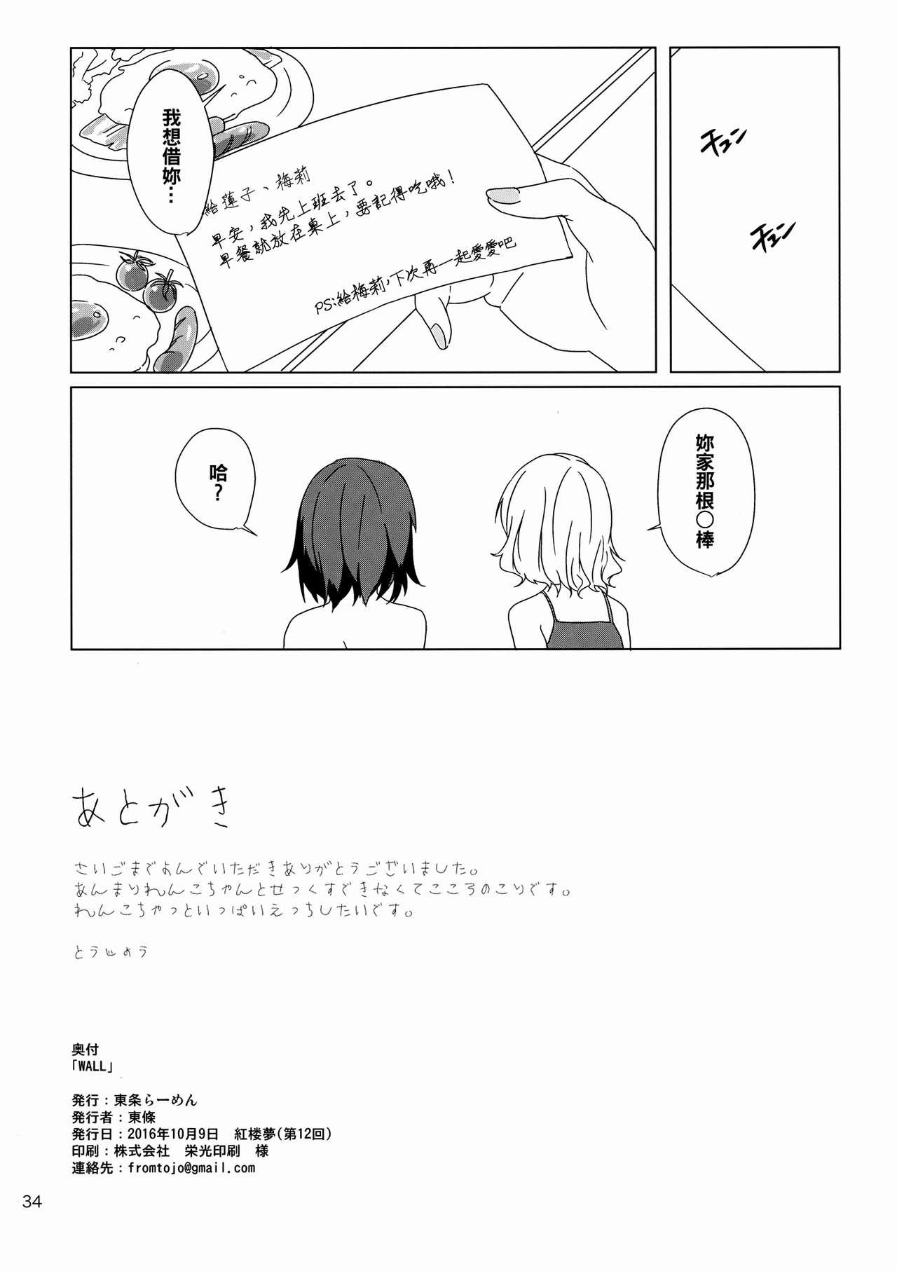 WALL(紅楼夢12) [東条らーめん (東條)]  (東方Project) [中国翻訳](36页)